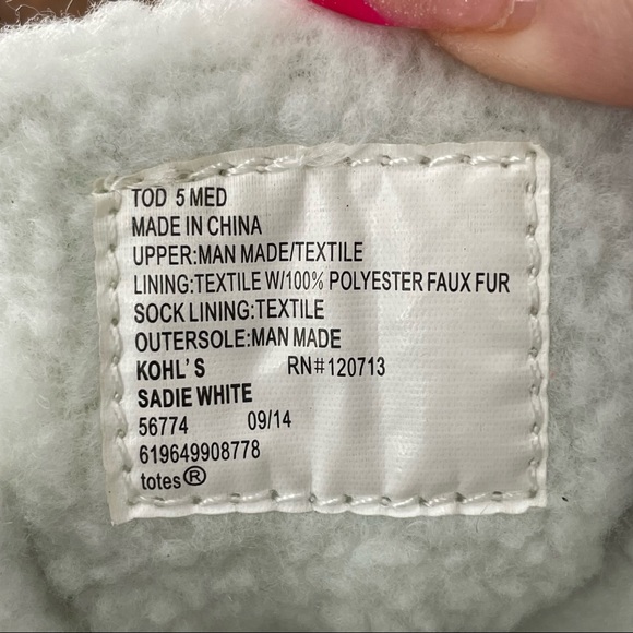 TOTES Kid's Snow Boots - Size 5 MED "Haddie" Style - White/Pink/Black - Picture 7 of 9